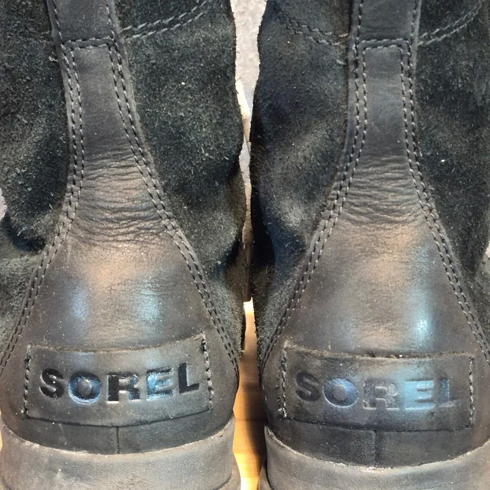 Sorel Explorer Joan Winter Boot Black Lightweight Waterproof Suede Womens Sz 8.5